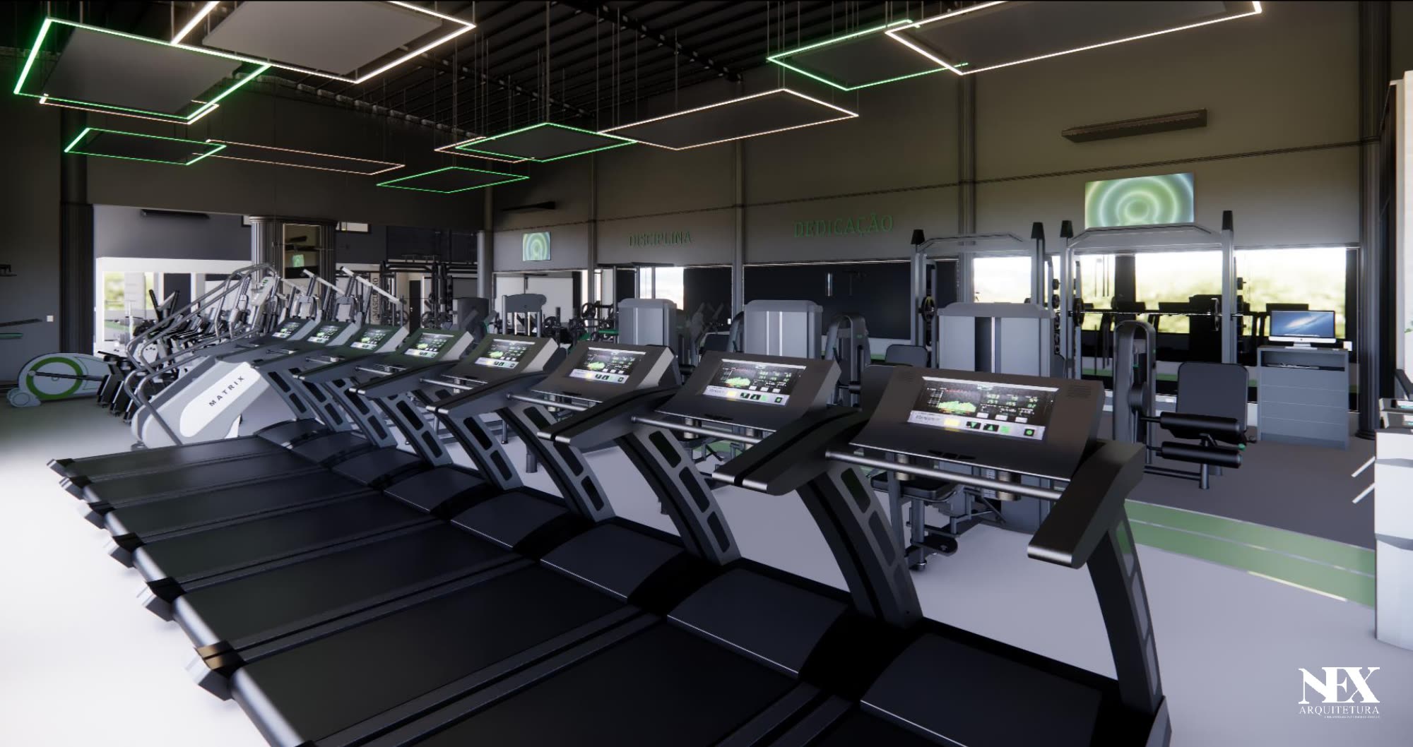 Linha de esteiras e equipamentos de cardio